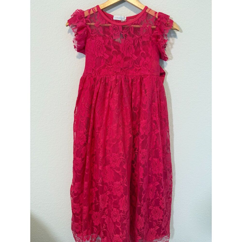 Just Couture Pink Lace Overlay Dress – Size 8 Girls